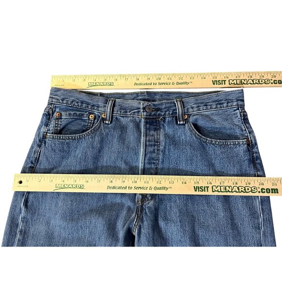 Levi’s 501 Jeans Mens 35x34 Blue Denim Button Fly Made in Egypt Used - Picture 9 of 15